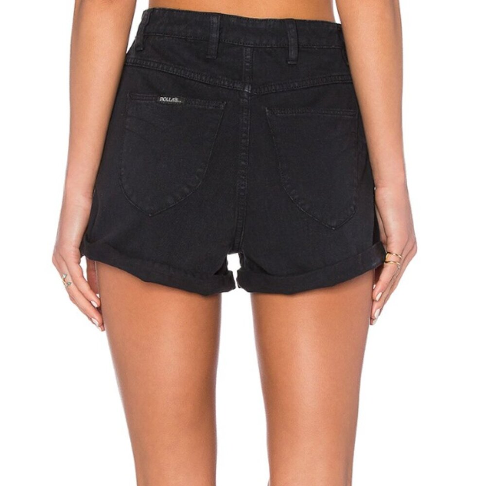 🖤 ROLLAS High Rise Slim Dusters Shorts – Washed Black Denim– Size 28🖤